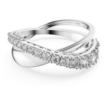 swarovski خاتم hyperbola، قطع مستدير، لون أبيض، طلاء روديوم