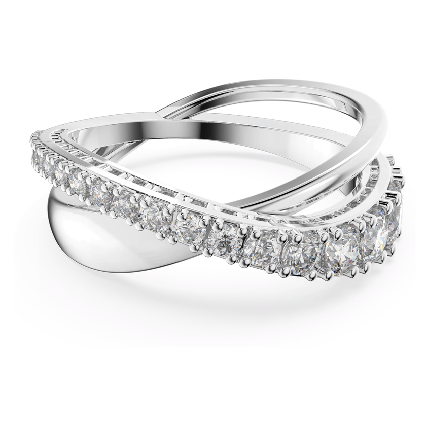 swarovski خاتم hyperbola، قطع مستدير، لون أبيض، طلاء روديوم
