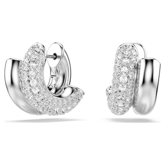 swarovski dextera hoop earrings  round cut  mini  white  rhodium plated