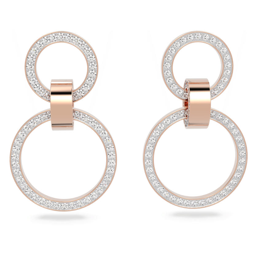 swarovski hollow hoop earrings  white  rose gold tone plated
