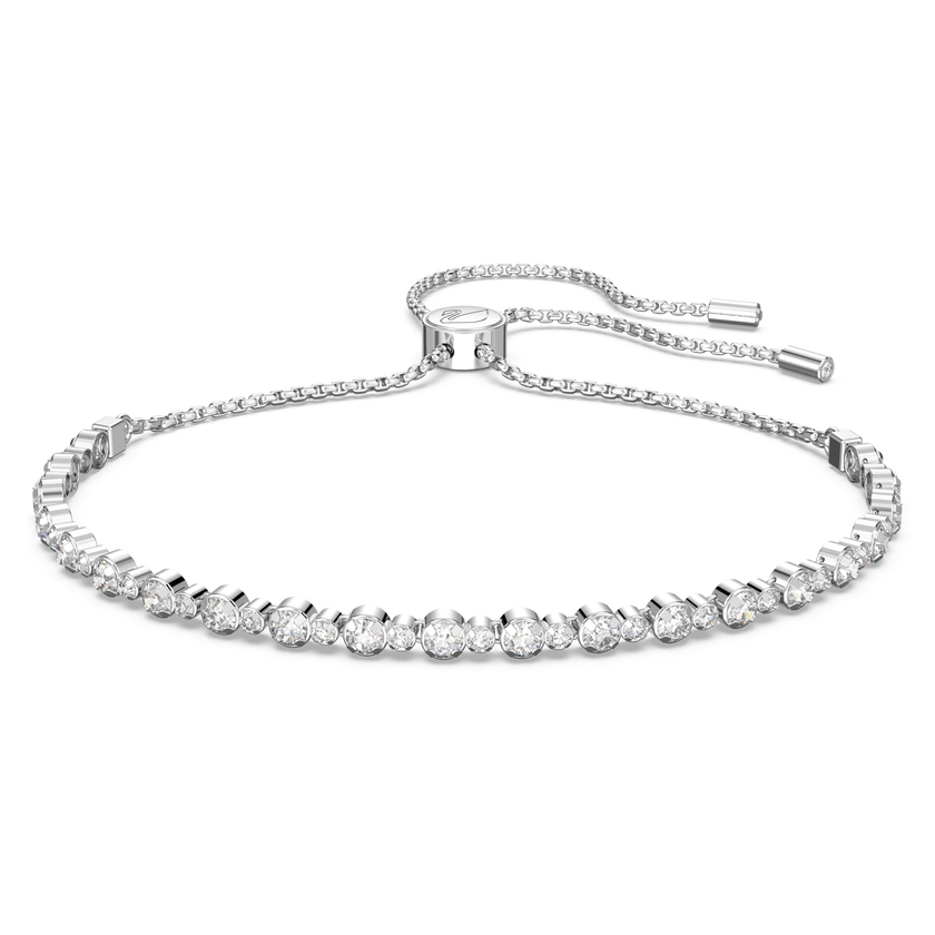 swarovski matrix tennis bracelet  round cut  white  rhodium plated