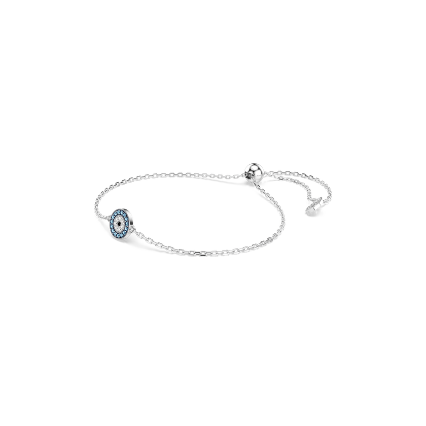 swarovski سوار luckily، أحجار كريستال صغيرة متراصة، شكل عين، لون أزرق، طلاء روديوم