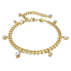 Dextera bracelet and anklet, Mixed cuts, White, Gold-tone plated