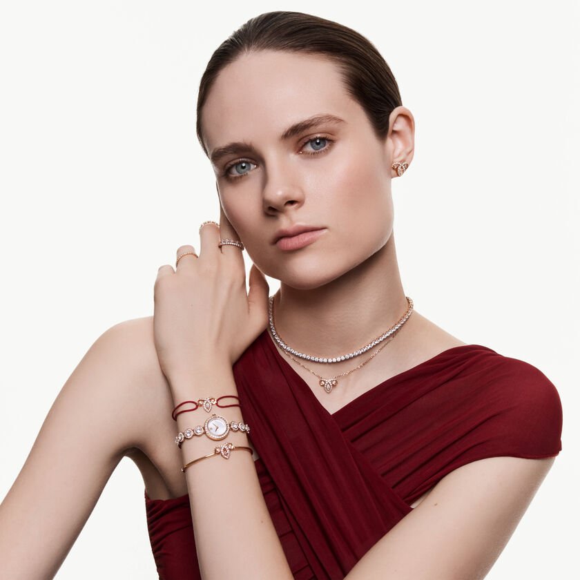 swarovski أقراط متدلية chroma، قطع متنوع، شكل نجمة، لون أبيض، طلاء روديوم