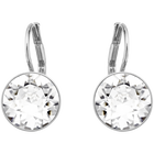 Bella Mini Pierced Earrings, White, Rhodium Plated