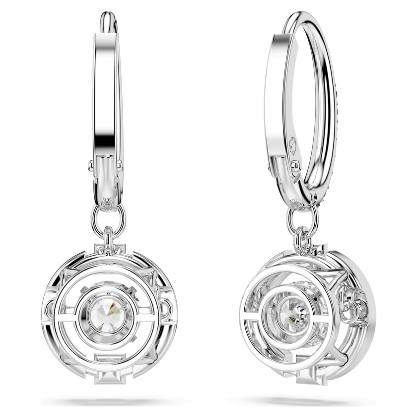 swarovski una drop earrings  round cut  white  rhodium plated