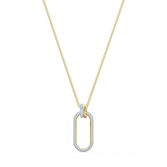 swarovski time pendant  white  mixed metal finish