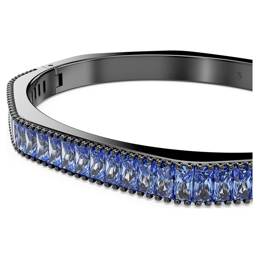 swarovski matrix bangle  baguette cut  blue  ruthenium plated