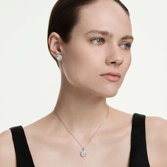 swarovski طقم una angelic، قطع الوسادة، لون أبيض، طلاء روديوم