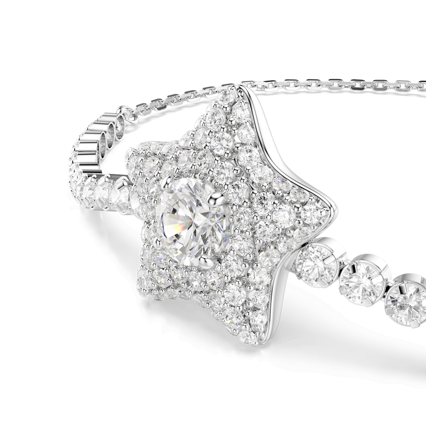 swarovski sublima bracelet  round cut  star  white  rhodium plated