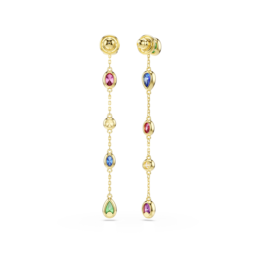 swarovski imber drop earrings  mixed cuts  multicolored  18k gold finish
