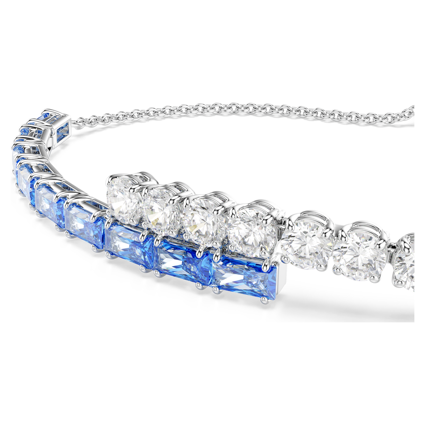 swarovski matrix bracelet  mixed cuts  blue  rhodium plated
