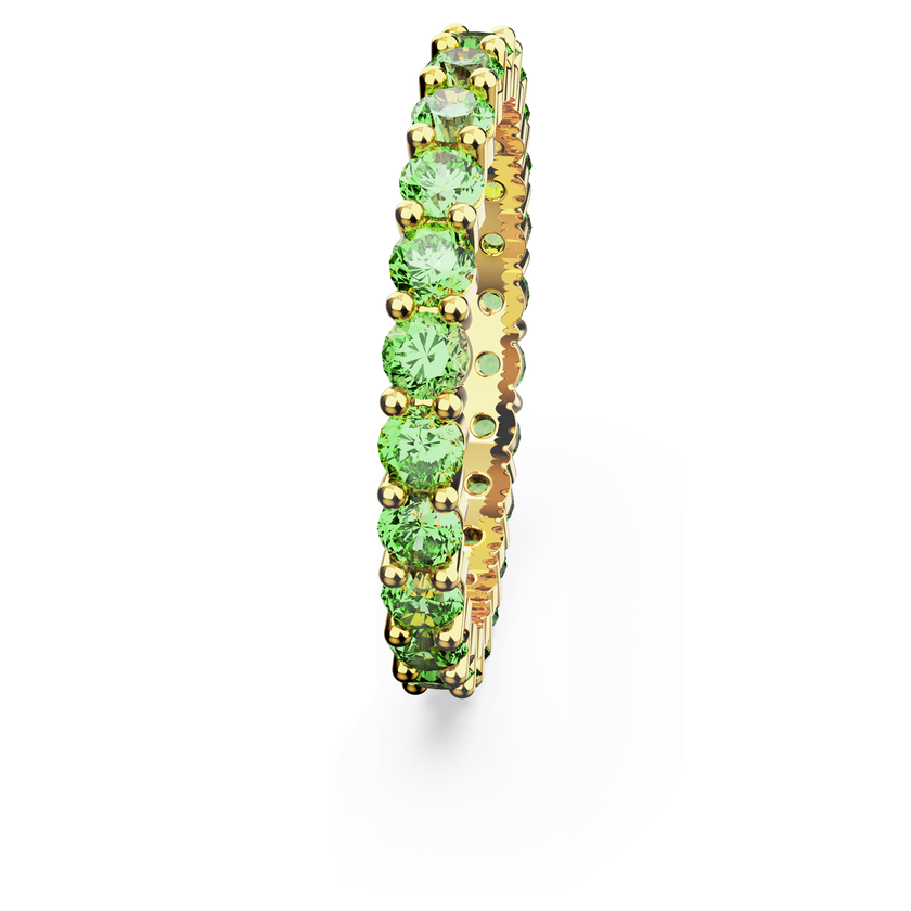 swarovski matrix ring  round cut  green  gold tone plated