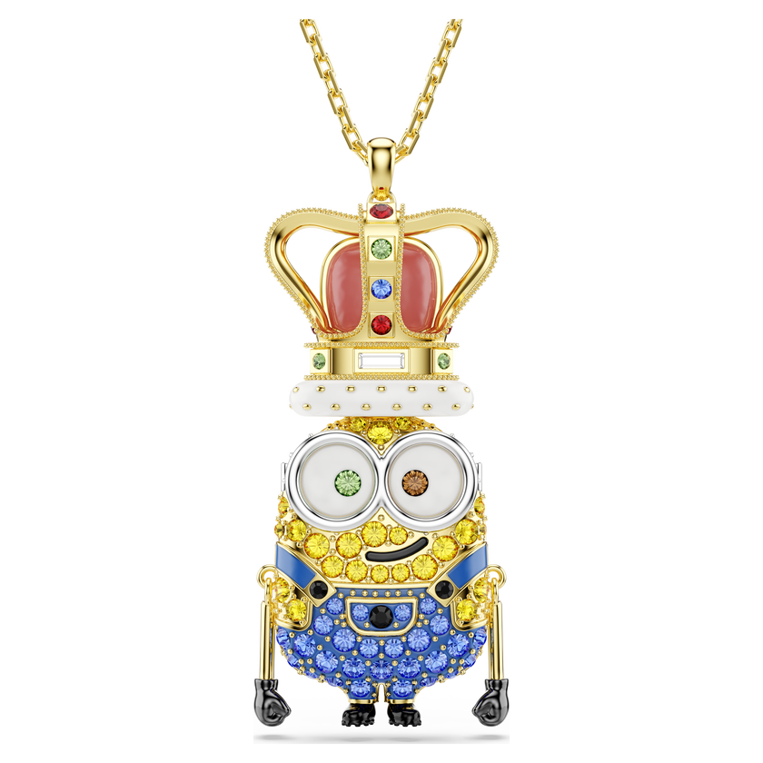 swarovski قلادة minions كينج بوب، ترصيع بافيه، ألوان متعددة، لمسة نهائية من الذهب عيار 18 قيراط