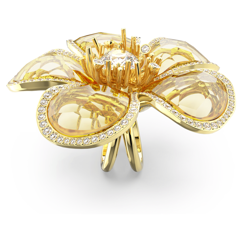swarovski florere cocktail ring  flower  yellow  gold tone plated