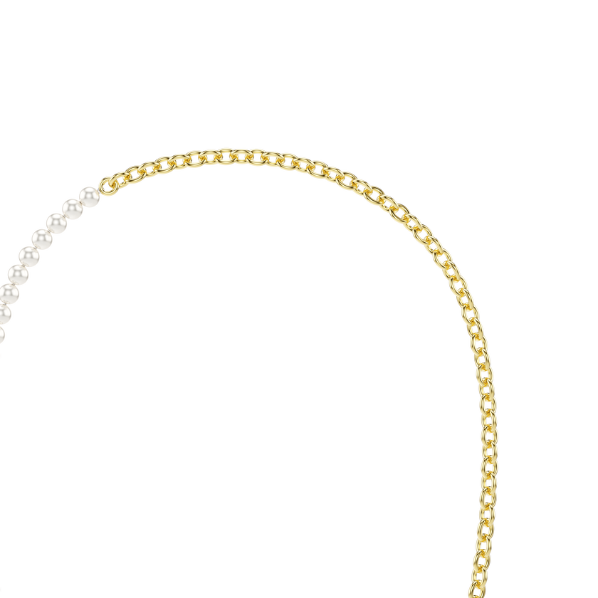 swarovski عقد idyllia، لؤلؤ كريستال، لون أبيض، لمسة نهائية من الذهب عيار 18 قيراط