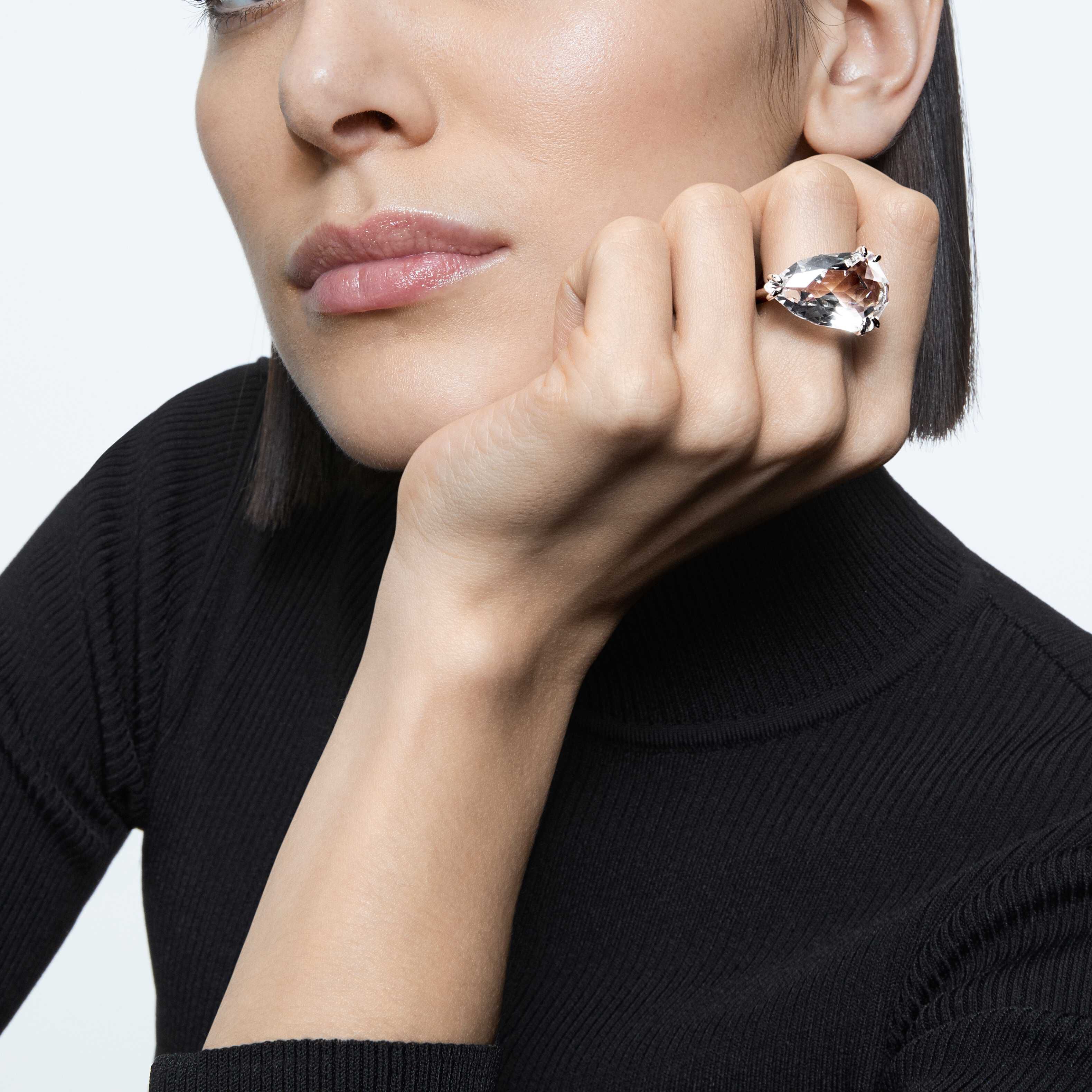 swarovski mesmera cocktail ring  white  rhodium plated