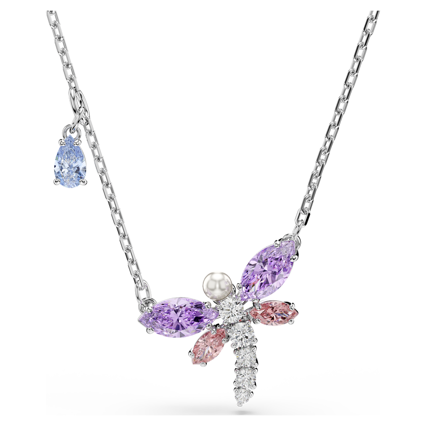 ariana grande x swarovski pendant  mixed cuts  dragonfly  multicolored  rhodium plated