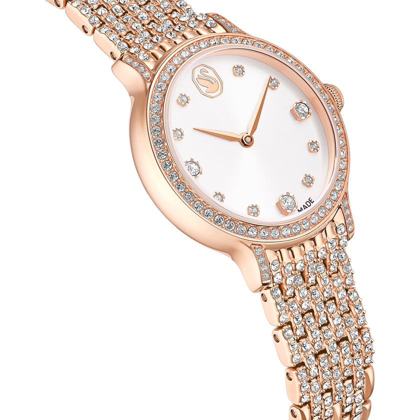 swarovski imber watch  swiss made  metal bracelet  rose gold tone  rose gold tone finish
