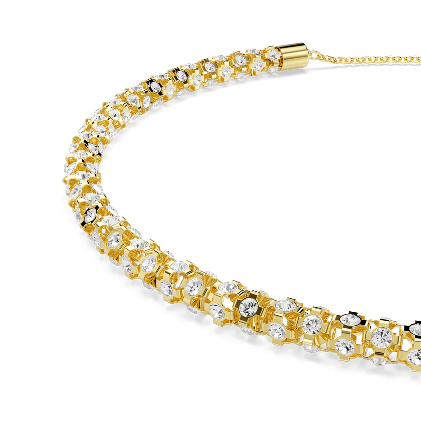 swarovski dextera necklace  round cut  white  18k gold finish