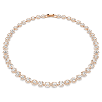swarovski una angelic necklace  round cut  medium  white  18k rose gold finish