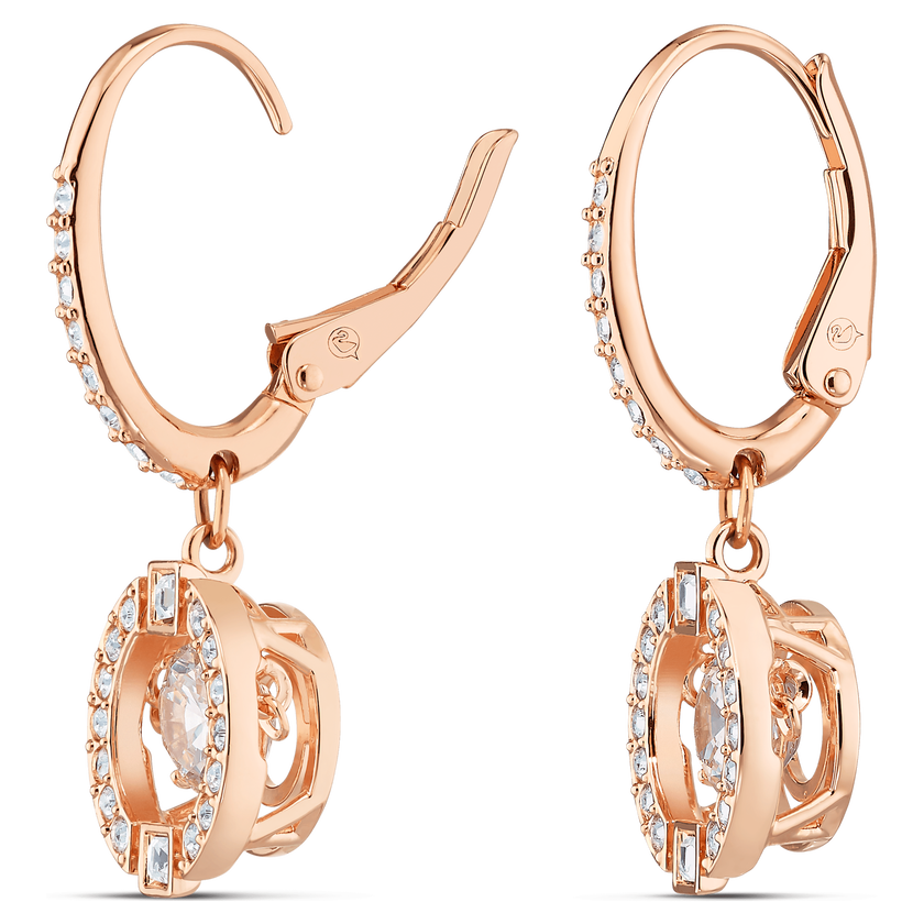 swarovski una drop earrings  round cut  white  rose gold tone plated