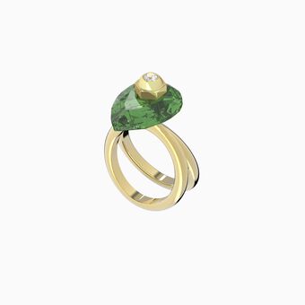 Studiosa ring, Green, Gold-tone plated