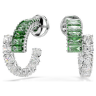 swarovski matrix hoop earrings  mixed cuts  green  rhodium plated