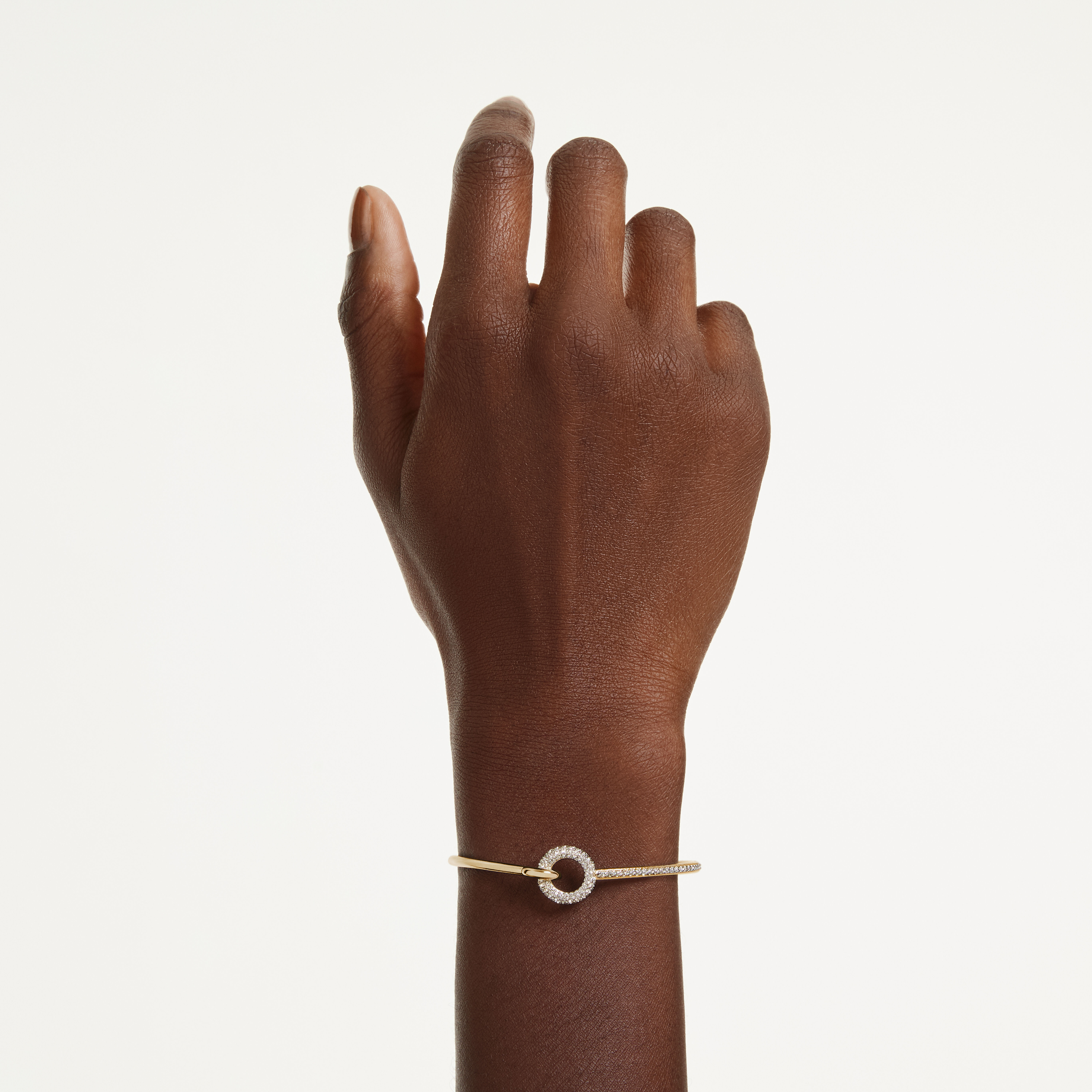 swarovski سوار dextera، قطع مستدير، لون أبيض، طلاء باللون الذهبي