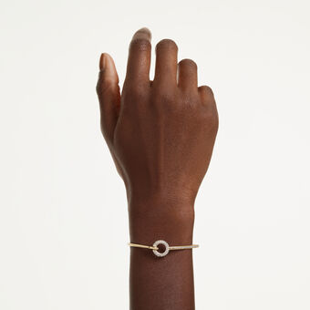 swarovski dextera bangle  round cut  white  gold tone plated