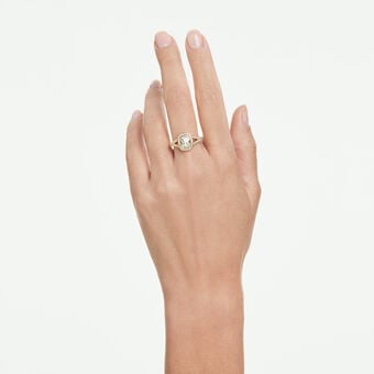 swarovski خاتم una angelic، قطع الوسادة، لون أبيض، لمسة نهائية من الذهب عيار 18 قيراط