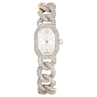 swarovski ساعة dextera chain، صناعة سويسرية، سوار كريستال، لون أبيض، لمسة نهائية بلون ذهبي شامبين