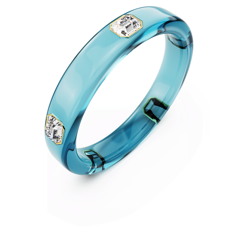 swarovski dulcis bangle  octagon cut  blue  gold tone plated