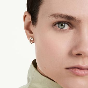 swarovski matrix clip earrings  round cut  white  18k rose gold finish