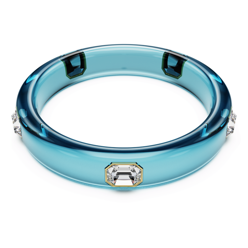 swarovski dulcis bangle  octagon cut  blue  gold tone plated