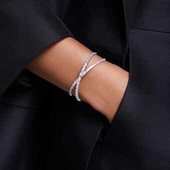 swarovski سوار hyperbola عريضة، شكل إنفينيتي، لون أبيض، طلاء روديوم