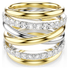 swarovski خاتم كوكتيل hyperbola، قطع مستدير، لون أبيض، لمسة نهائية من معادن مختلطة