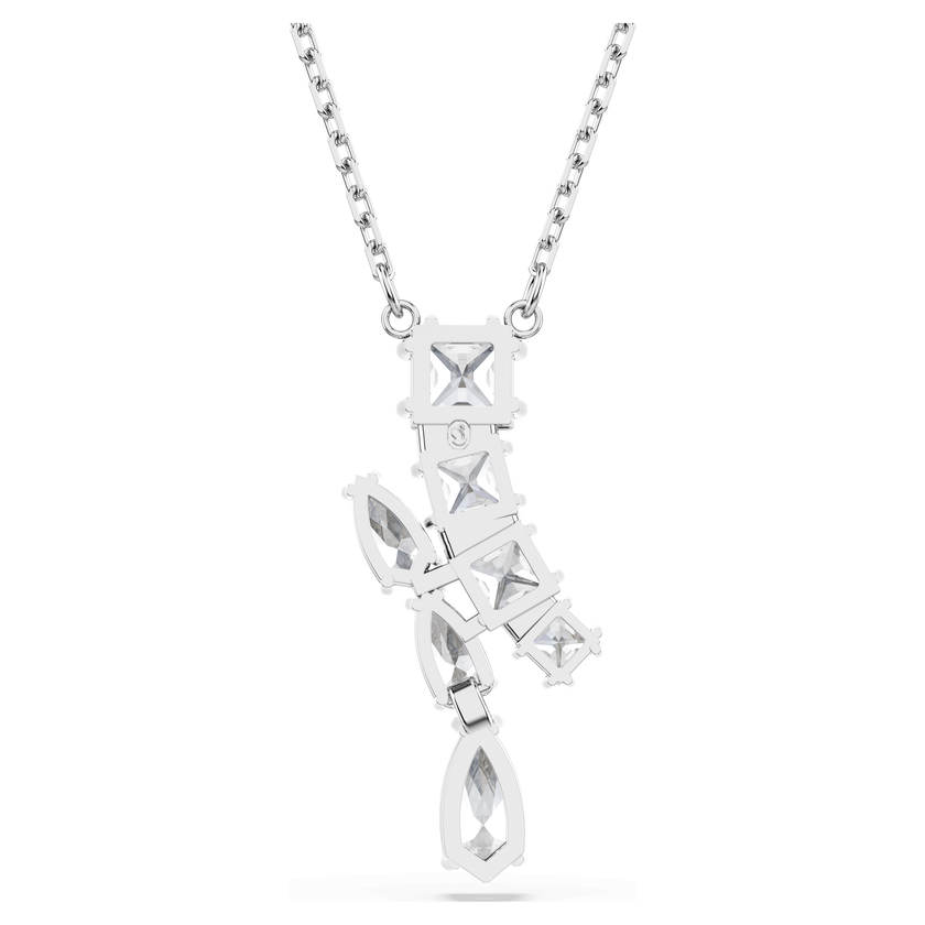 swarovski matrix pendant  mixed cuts  white  rhodium plated