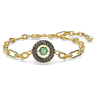 Swarovski Sparkling Dance bracelet, Green, Gold-tone plated