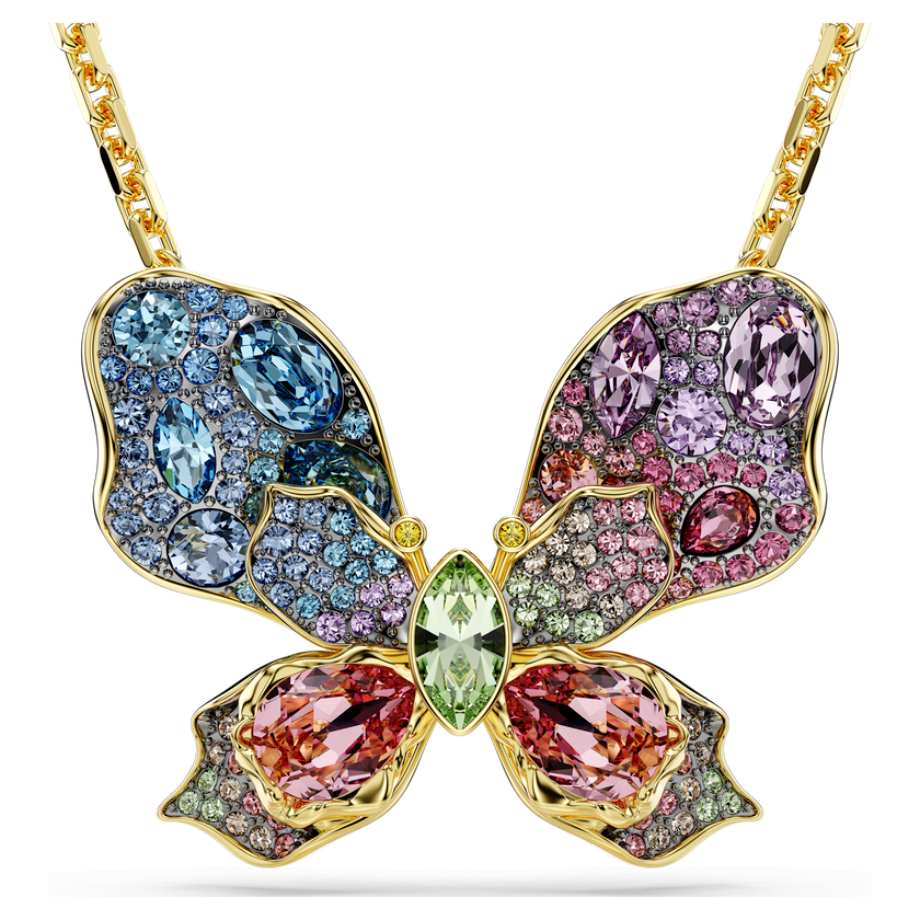 swarovski idyllia pendant and brooch  mixed cuts  pav   butterfly  multicolored  mixed metal finish