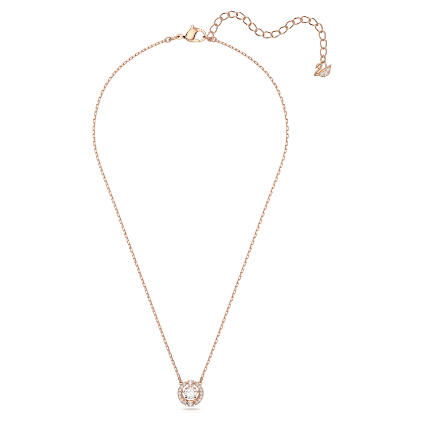swarovski una necklace  round cut  white  18k rose gold finish