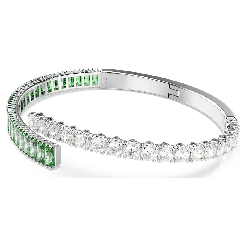 swarovski matrix bangle  mixed cuts  green  rhodium plated