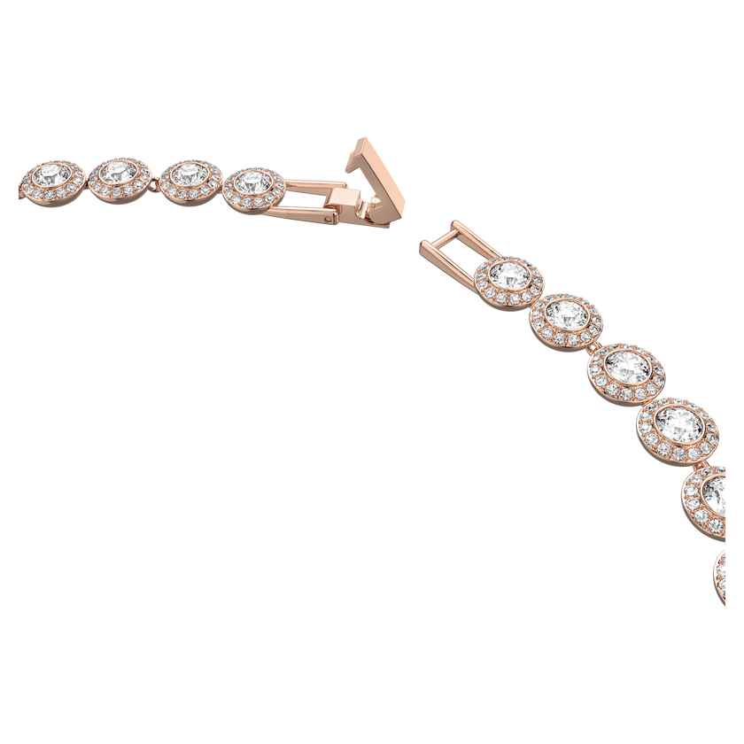 swarovski una angelic tennis necklace  round cut  medium  white  rose gold tone plated