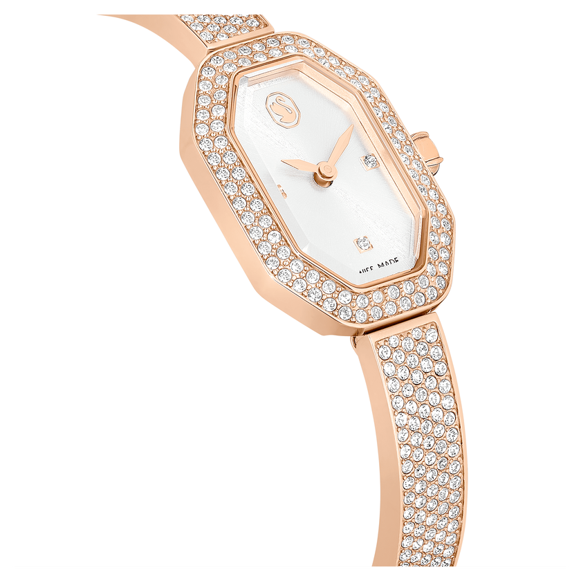 swarovski dextera bangle watch  swiss made  metal bracelet  rose gold tone  rose gold tone finish
