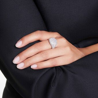 Sublima cocktail ring, White, Rhodium plated swarovski sublima cocktail ring  white  rhodium plated
