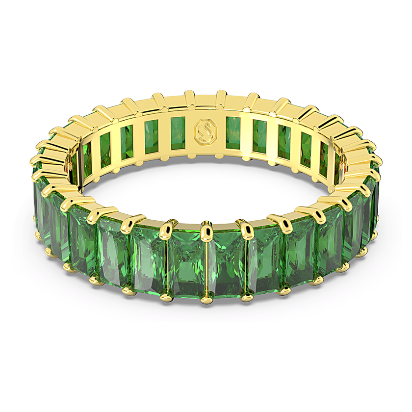 swarovski matrix ring  baguette cut  green  gold tone plated