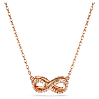 swarovski hyperbola pendant  pav   infinity  white  18k rose gold finish