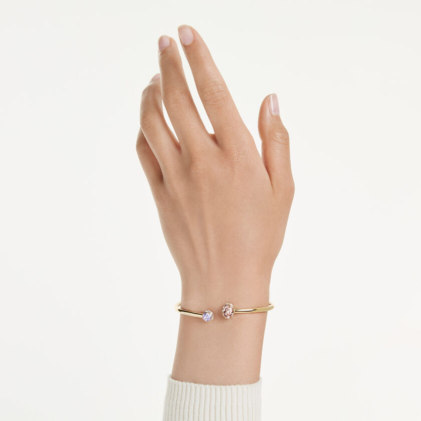 swarovski chroma bangle  mixed cuts  multicolored  gold tone plated