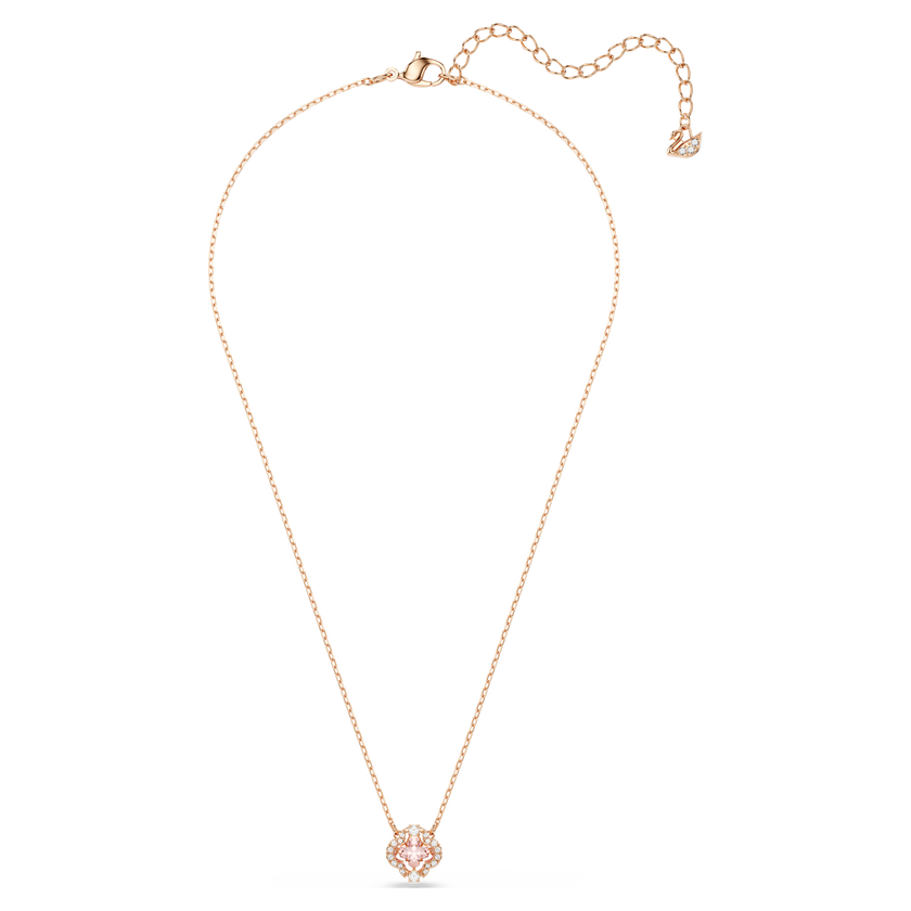swarovski una necklace  clover  pink  rose gold tone plated