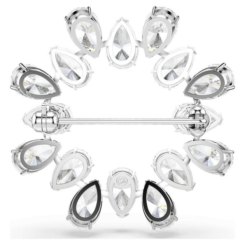 swarovski matrix brooch  pear cut  white  rhodium plated